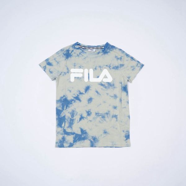 Camisetas Manga Corta Fila Niñas Azules / Azul Marino / Gris - Mono Deckle Tie Dye - España 017438JM